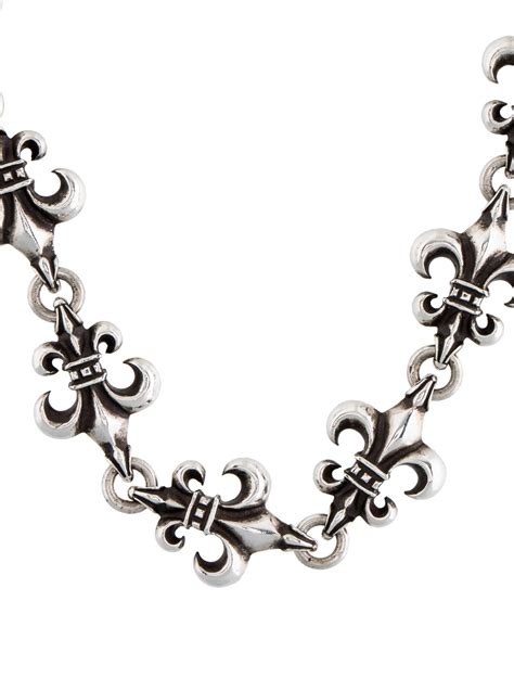 Chrome Hearts Fleur De Lis Link Necklace Silver Sterling Silver