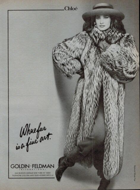 1982 ChloÉ Fur Natural Silver Fox Magazine Print Ad Ebay