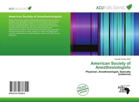 American Society Of Anesthesiologists 978 613 9 73330 9 6139733308