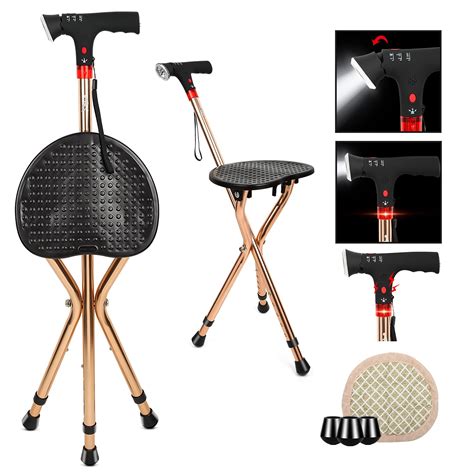 Buy Walking Stick With Seat Lingthin Foldable Walking Cane With Seat Cane And Stool Dual Use