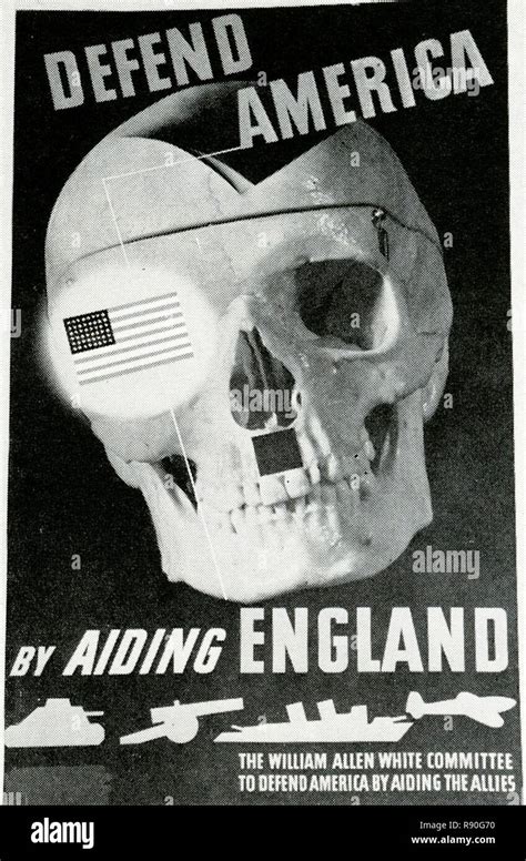 Defend America By Aiding England Vintage U S Propaganda Poster Stock
