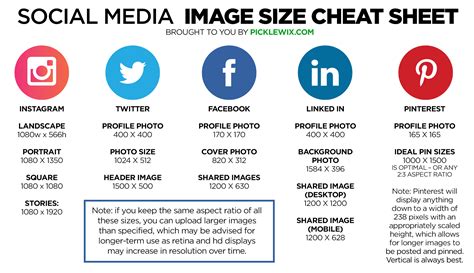 The Complete Social Media Image Sizes Cheat Sheet For Reverasite