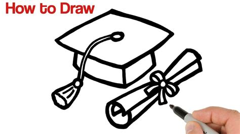 How To Draw Graduation Cap And Diploma Youtube