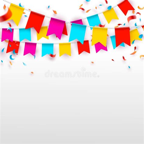 Celebrate Banner Party Flags With Confetti And Balloons Vector