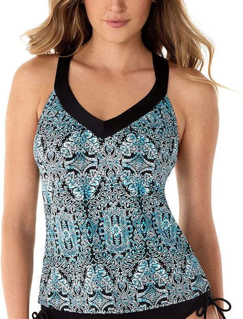 St Johns Bay Geo Linear Tankini Swimsuit Top In 2019 Swimsuits