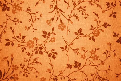 Orange Floral Print Fabric Texture Picture Free Photograph Photos