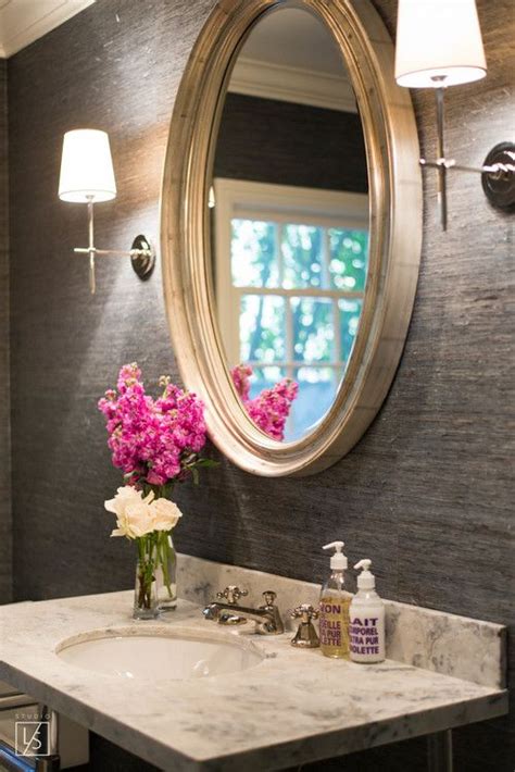 Glam Powder Room Design With Marble Vanity And Oval Mirror Lifestyle