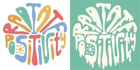 Groovy Hippy Psychedelic Lettering Radiate Positivity In Shape Of