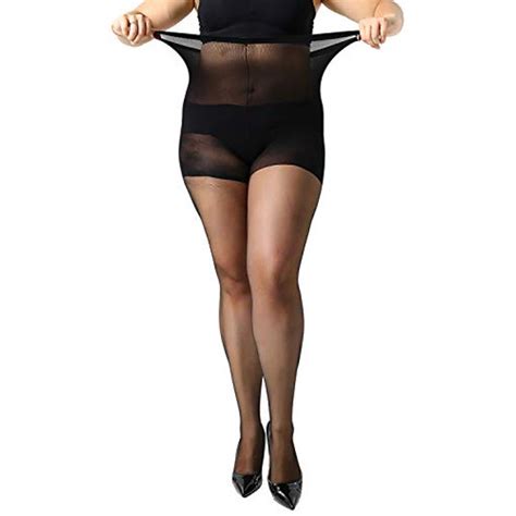 manzi women s plus size pantyhose 4 pairs ultra sheer nylon tights black 2x