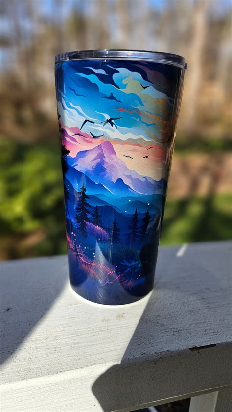 Serene Bob Ross-inspired Landscape Tumbler 20 Oz Stainless Steel