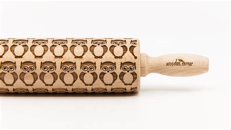 Owls 2 Pattern Rolling Pin Engraved Rolling Rolling Pin Embossed