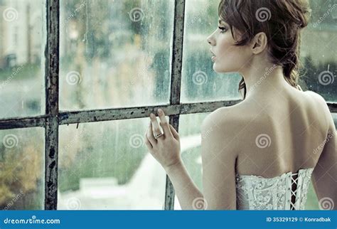 Sensual Bride Waiting For Her Husband Stock Image Image Of Jacket