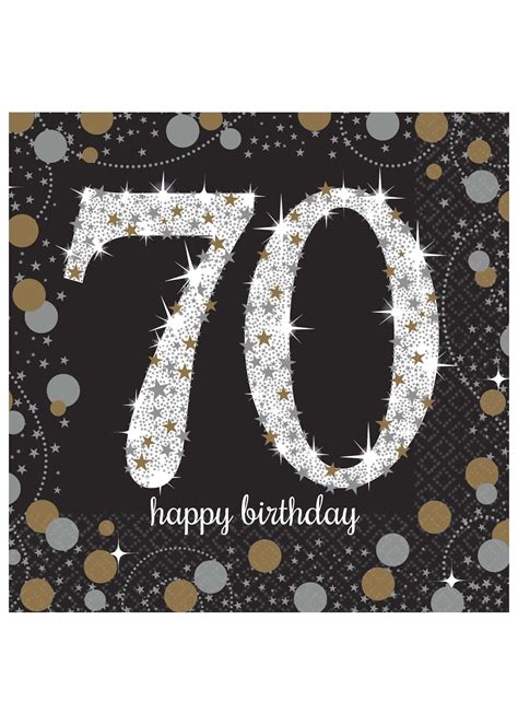 Sparkling Celebration 70th Birthday Beverage Napkins 16ct Party On