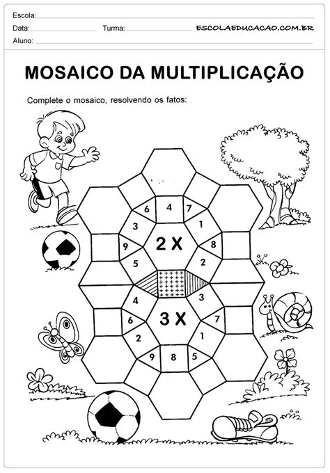 Atividades De Multiplicação 2º Ano Mosaico De Multiplicação Escola