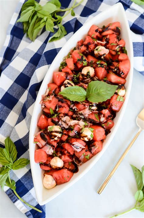 Watermelon Caprese Salad With Prosciutto Caligirl Cooking