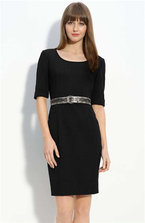 Calvin Klein Stretch Luxe Belted Sheath Dress Nordstrom