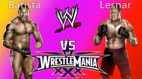 Wwe 2k15 Brock Lesnar Vs Batista Wrestlemania Youtube