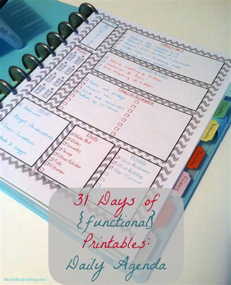 Recently we change our planning system from the manual paper into an automatic electronic one. 31 Days of {functional} Printables - Daily Agenda - Big ...