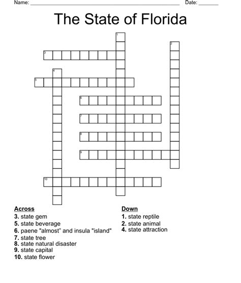 The State Of Florida Crossword Wordmint