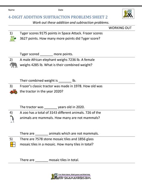 3rd Grade Addition And Subtraction Word Problems