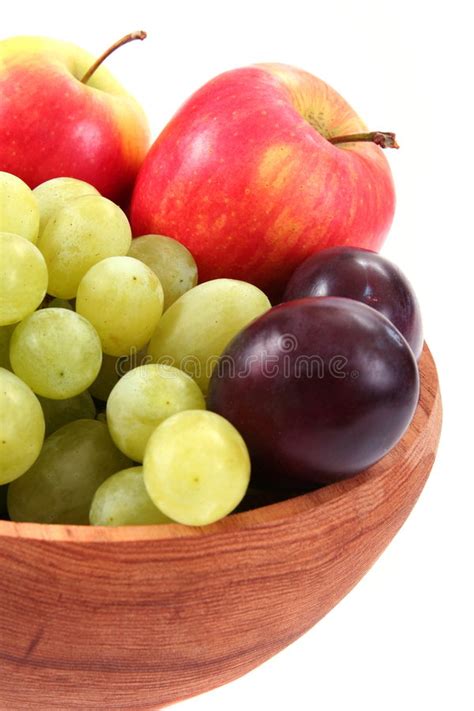 Close Up Of Fresh Fruit In Wooden Bowl Stock Photo Image Of Yummy