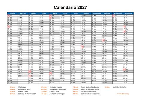 Calendario 2027 Calendario De España Del 2027