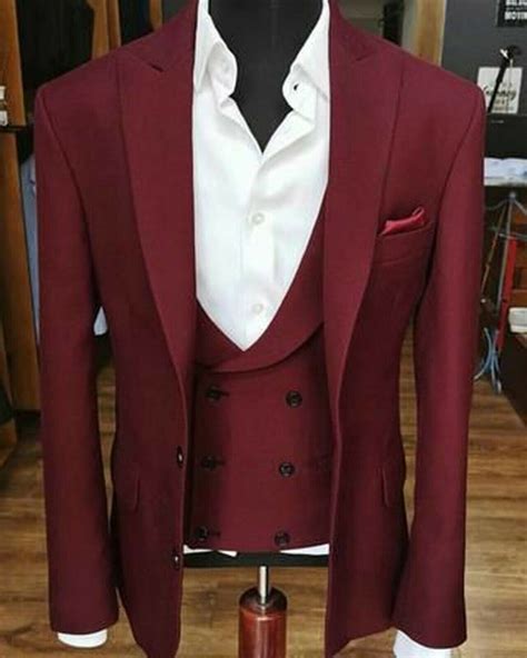 Men Maroon Suits Designer Elegant Luxury Wedding Dinner Suitscoatpant