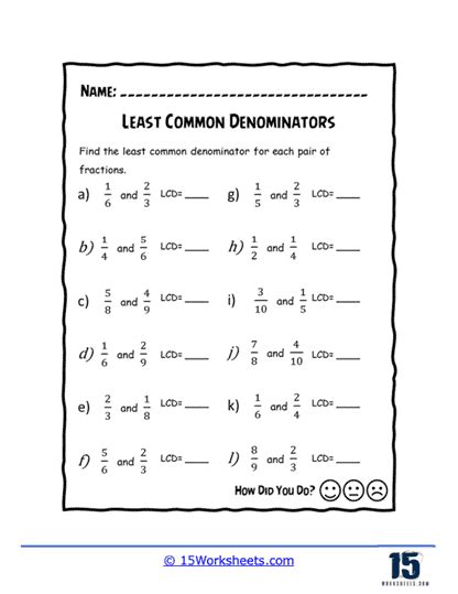 Common Denominators Worksheets 15