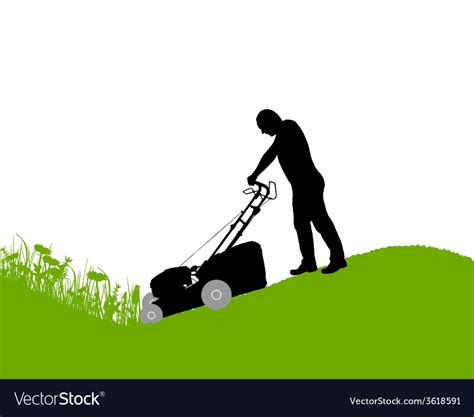 Man With Lawn Mower Royalty Free Vector Image Vectorstock