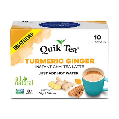Quik Tea Unsweetened Turmeric Ginger Chai Tea Latte 10 Count Single