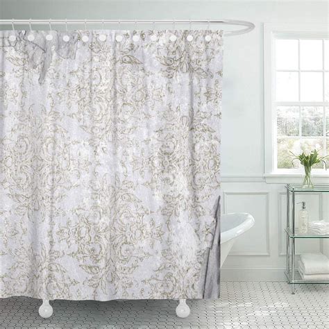 ksadk beige french ripped toile and white silver aged antique antiqued delicate fancy shower