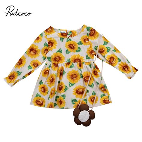 Pudcoco 3 Colors Baby Kids Girl Dresses Children Girls Long Sleeve