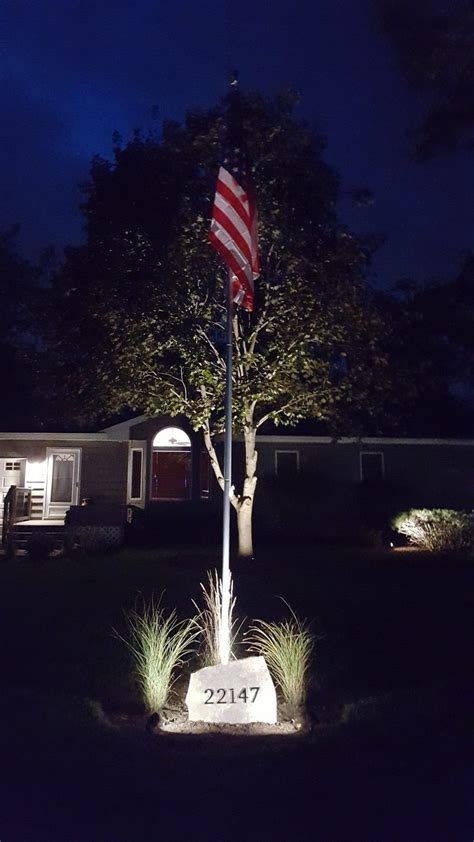 American Flag Pole With Landscape Lighting Flag Stone Address And