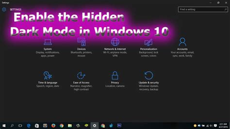 How To Enable The Hidden Dark Mode In Windows 10 Youtube