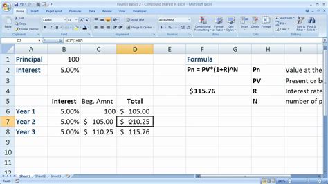 Finance Basics 2 Compound Interest In Excel Youtube
