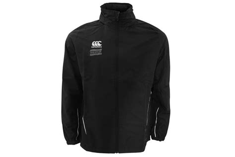 Canterbury Mens Team Full Zip Water Resistant Rain Jacket Blackwhite