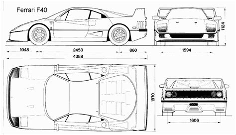 Ferrari F40 Blueprint Download Free Blueprint For 3d Modeling