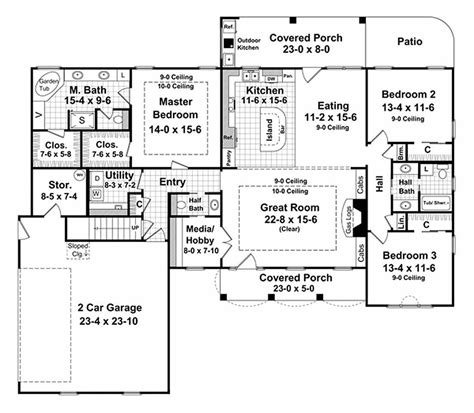 Southern Style House Plan 3 Beds 25 Baths 2000 Sqft Plan 21 218