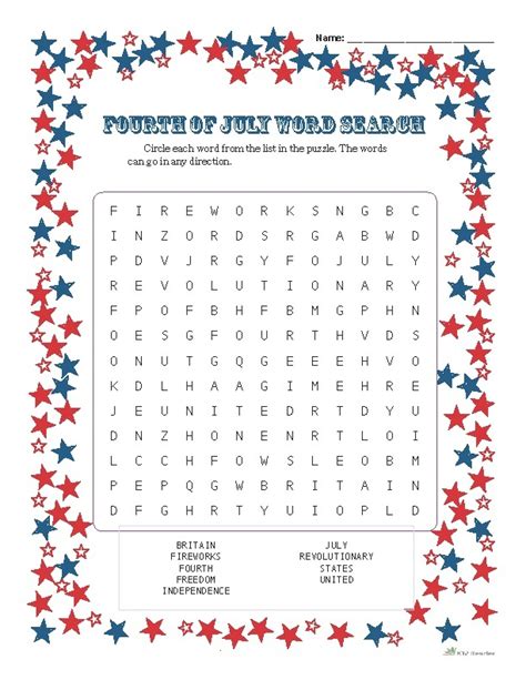 Sixteen 4th Of July Word Search Puzzles Kitty Baby Love