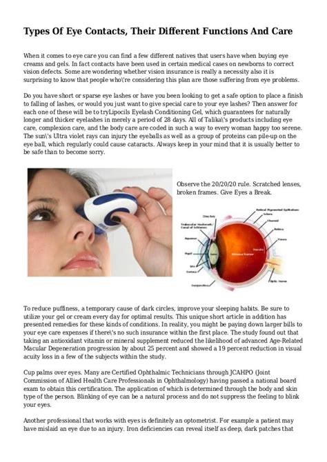 Types Of Eye Contacts Their Different Functions And Care