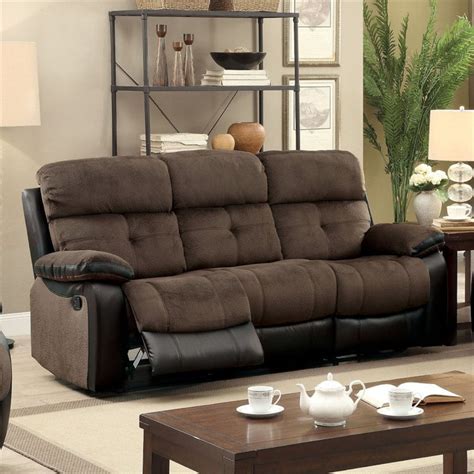 Furniture Of America Gwendalyn Faux Leather Reclining Sofa In Brown And