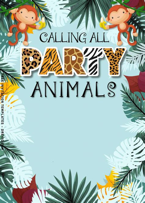 10 Best Party Animals Invitation Templates For Kids Birthday Party