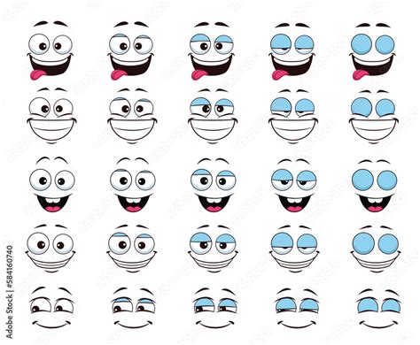 Cartoon Face And Blink Laugh Giggle Eye Animation Vector Happy Smiling
