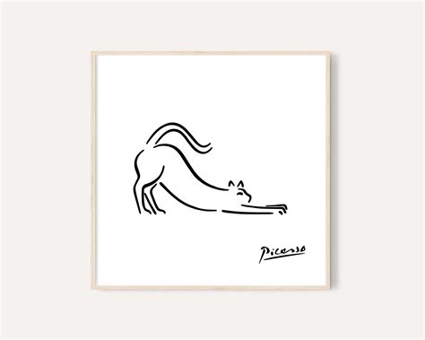 Picasso Cat Print Picasso Animal Line Drawing Prints Etsy