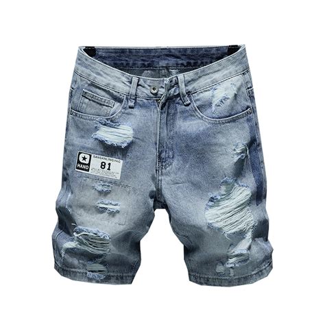 Mens Summer Ripped Cotton Denim Shorts Ripped Jeans Men Mens Summer Denim Shorts