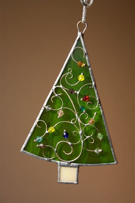 Stained Glass Christmas Tree Ornaments Etsy