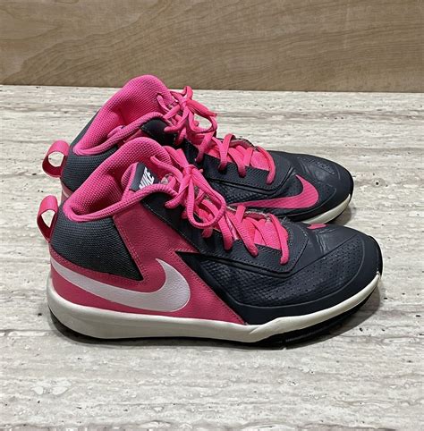 Nike Team Hustle D7 Pink Grey Girls Size 7y Basketball Shoes 747998 006