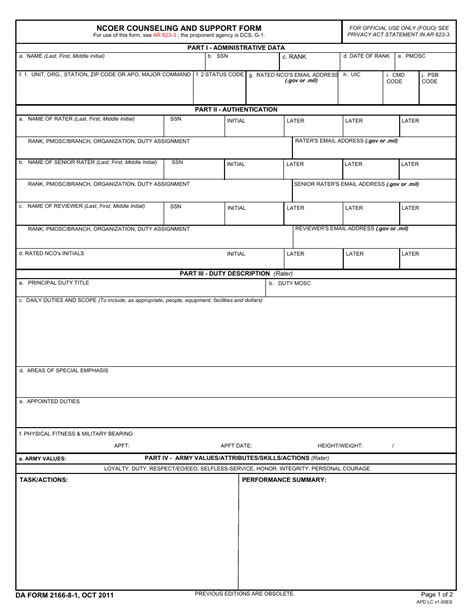 Da Form 2166 8 1 Fill Out Sign Online And Download Fillable Pdf