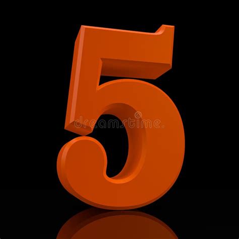 Number Five In Orange On Black Background Stock Illustration