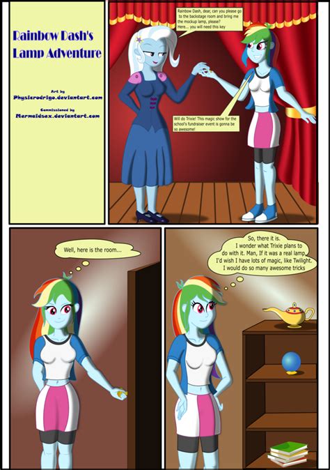 2111478 Safe Artistphysicrodrigo Rainbow Dash Trixie Comicrainbow Dashs Lamp Adventure